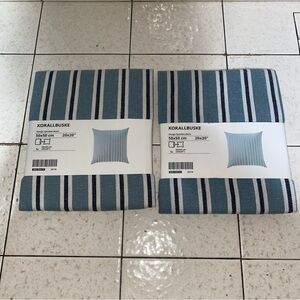 2 IKEA KORALLBUSKE Cushion Cover blue stripe new